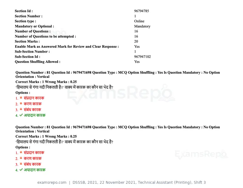 DSSSB 2021 question paper, 22 November 2021, Technical Assistant (Printing), Shift 3, page 77 of 159