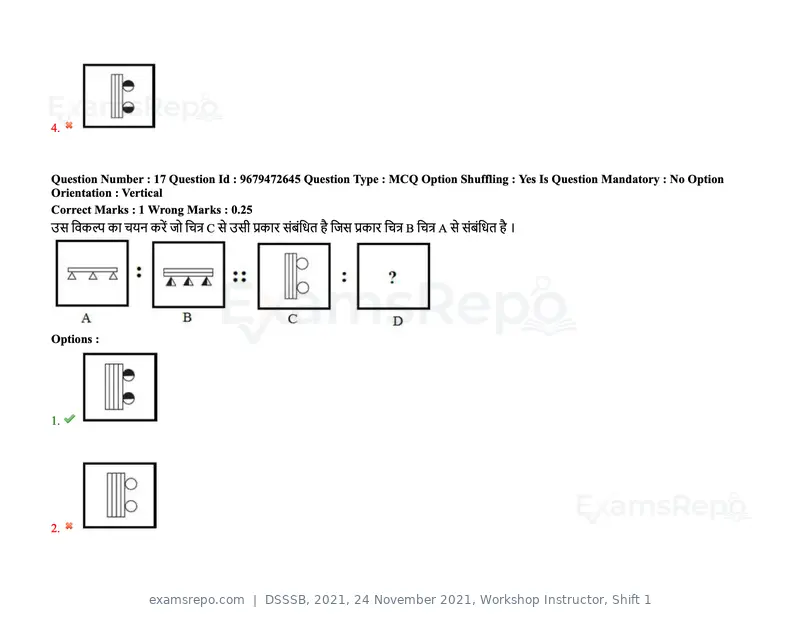 DSSSB 2021 question paper, 24 November 2021, Workshop Instructor, Shift 1, page 17 of 206