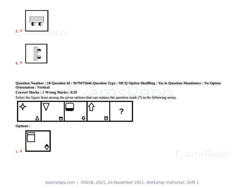 DSSSB 2021 question paper, 24 November 2021, Workshop Instructor, Shift 1, page 18 of 206