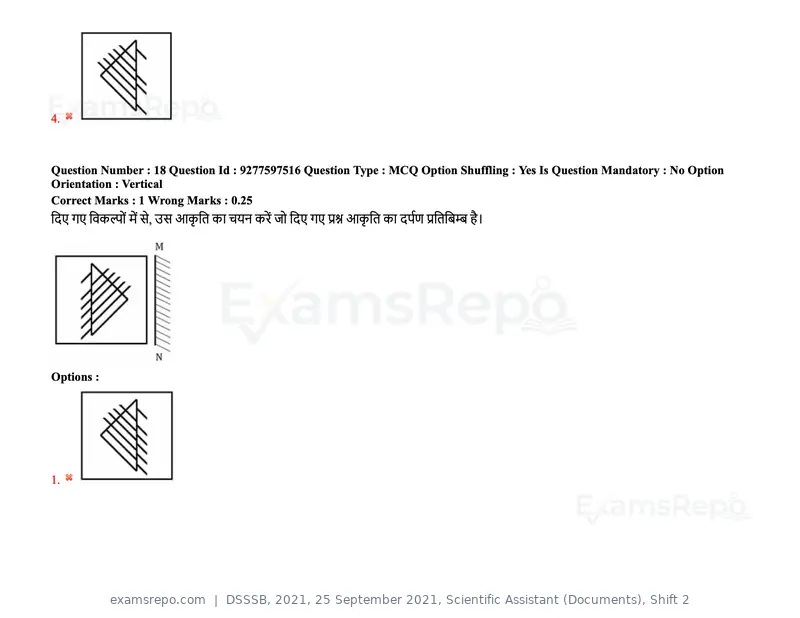 DSSSB 2021 question paper, 25 September 2021, Scientific Assistant (Documents), Shift 2, page 22 of 158