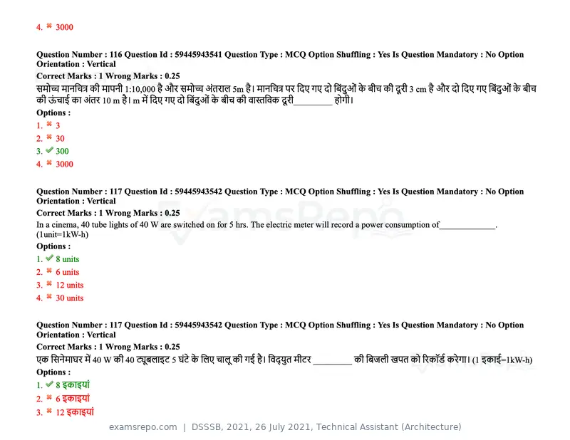 DSSSB 2021 question paper, 26 July 2021, Technical Assistant (Architecture), page 100 of 162