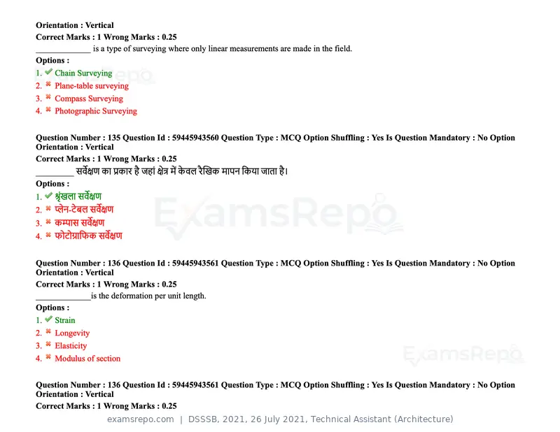 DSSSB 2021 question paper, 26 July 2021, Technical Assistant (Architecture), page 113 of 162