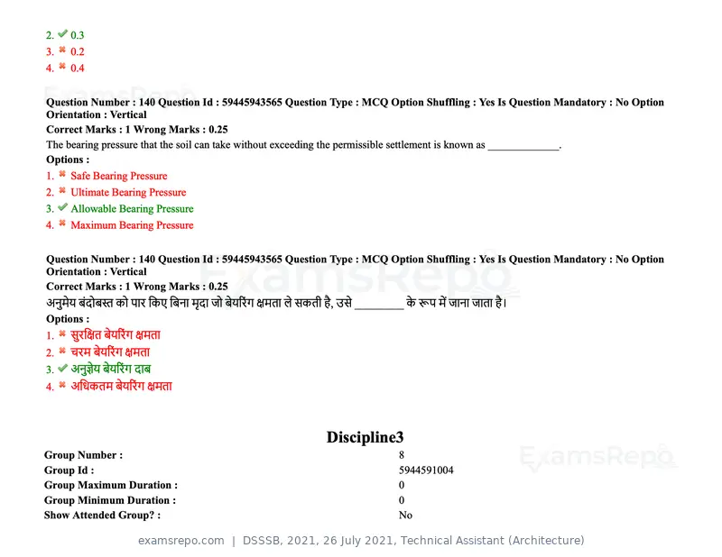 DSSSB 2021 question paper, 26 July 2021, Technical Assistant (Architecture), page 116 of 162