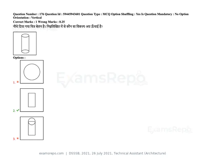 DSSSB 2021 question paper, 26 July 2021, Technical Assistant (Architecture), page 142 of 162