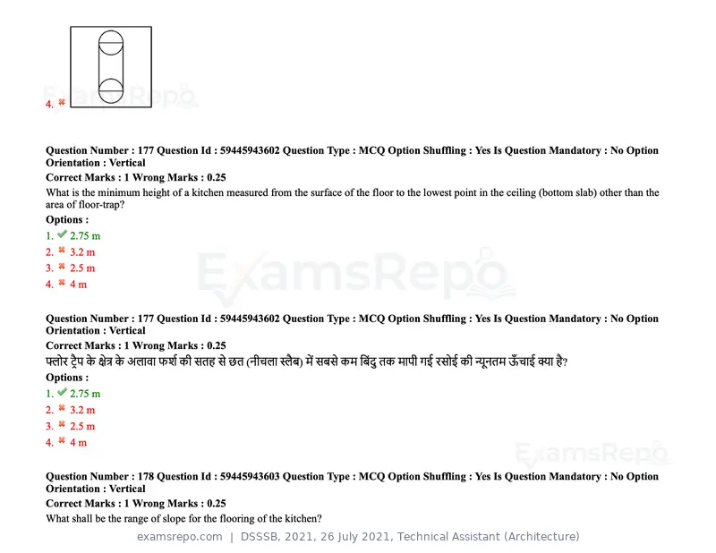 DSSSB 2021 question paper, 26 July 2021, Technical Assistant (Architecture), page 143 of 162