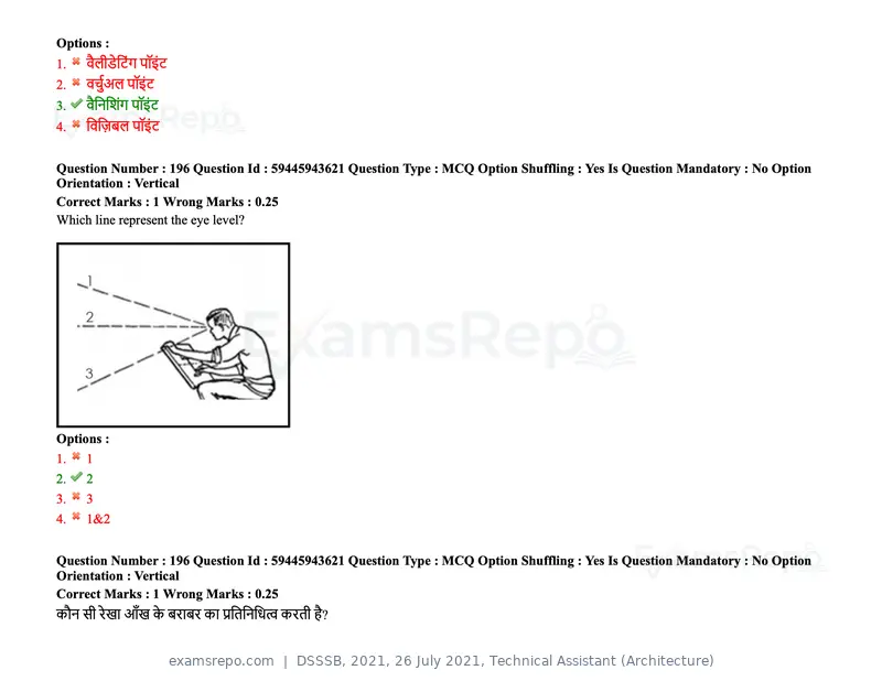 DSSSB 2021 question paper, 26 July 2021, Technical Assistant (Architecture), page 156 of 162