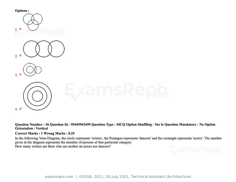 DSSSB 2021 question paper, 26 July 2021, Technical Assistant (Architecture), page 28 of 162