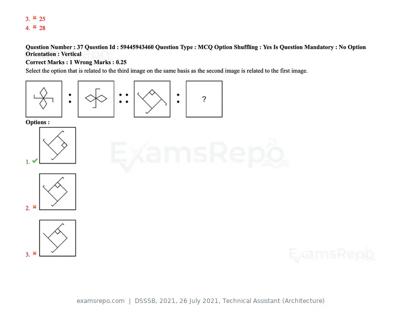 DSSSB 2021 question paper, 26 July 2021, Technical Assistant (Architecture), page 30 of 162