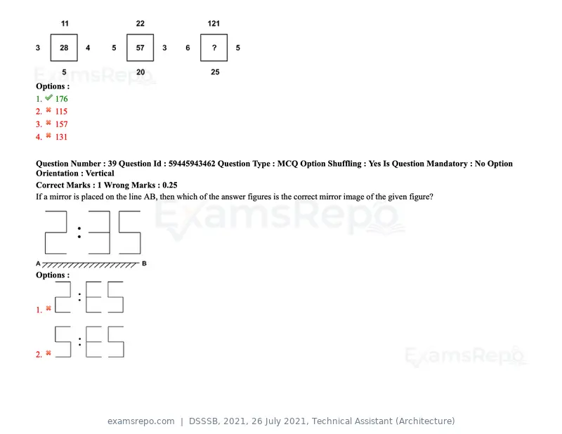 DSSSB 2021 question paper, 26 July 2021, Technical Assistant (Architecture), page 33 of 162