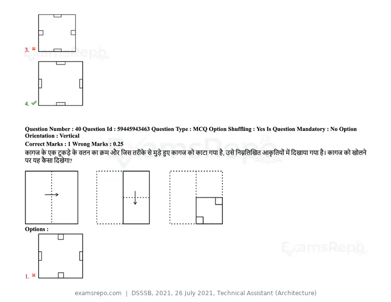 DSSSB 2021 question paper, 26 July 2021, Technical Assistant (Architecture), page 36 of 162