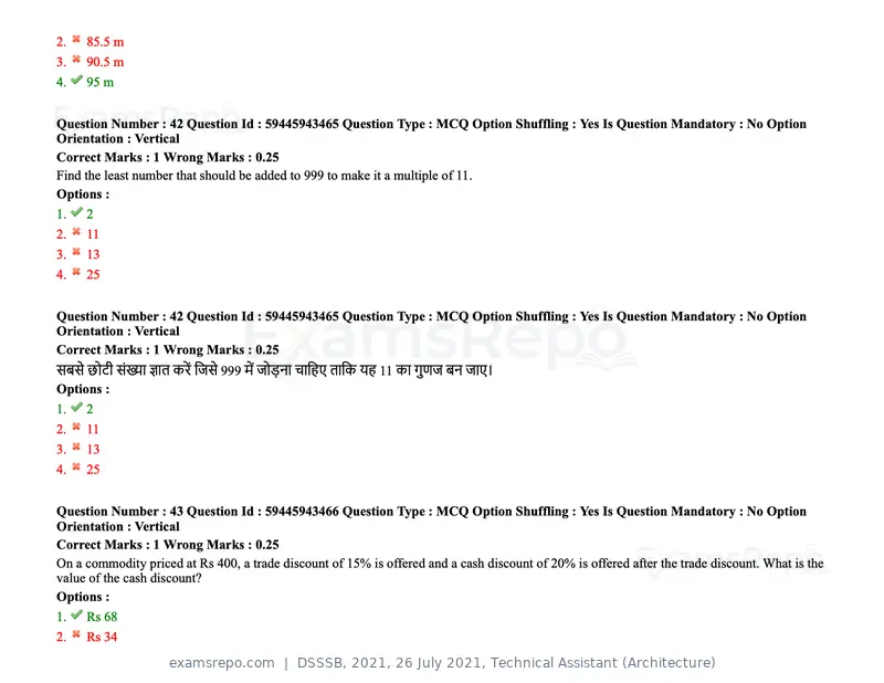 DSSSB 2021 question paper, 26 July 2021, Technical Assistant (Architecture), page 39 of 162