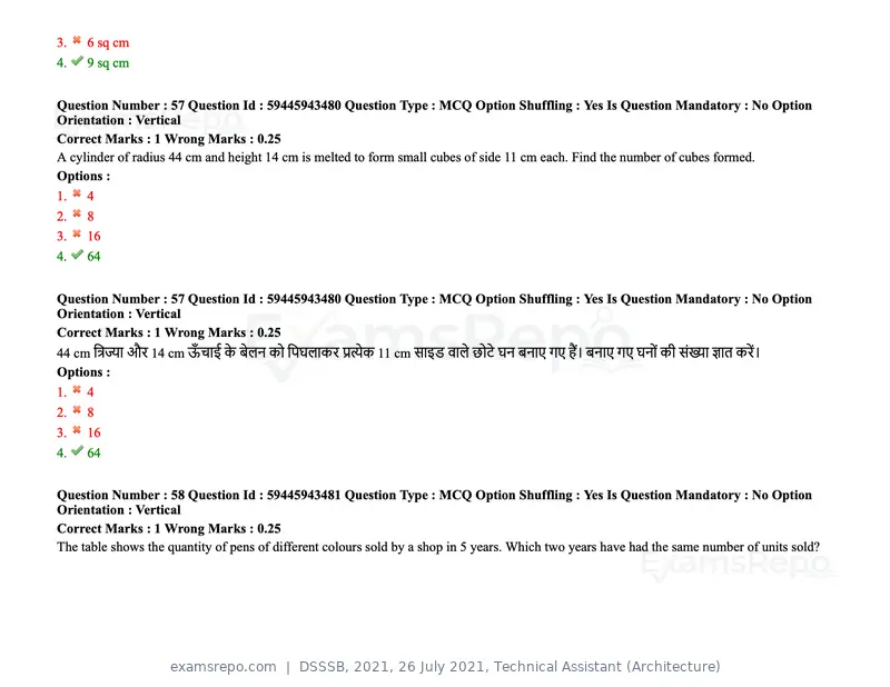 DSSSB 2021 question paper, 26 July 2021, Technical Assistant (Architecture), page 49 of 162