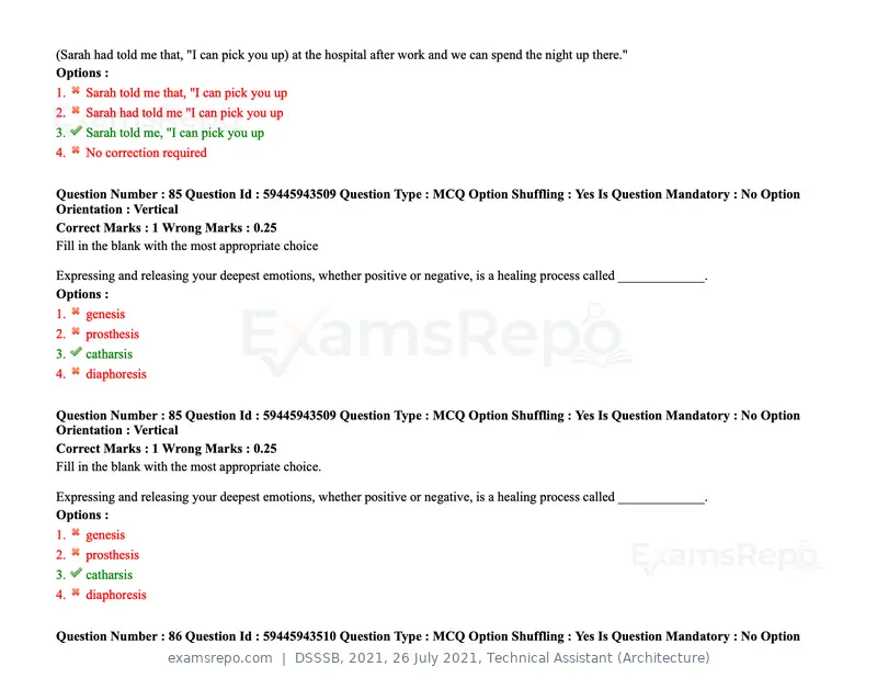 DSSSB 2021 question paper, 26 July 2021, Technical Assistant (Architecture), page 74 of 162