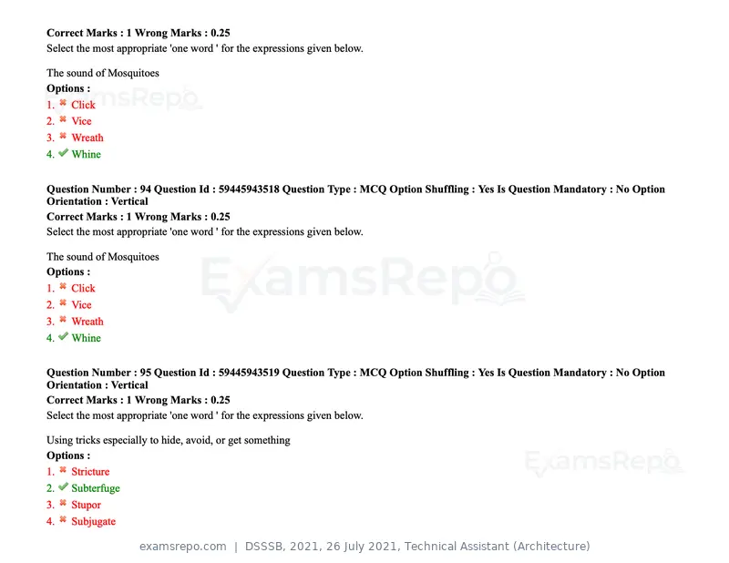DSSSB 2021 question paper, 26 July 2021, Technical Assistant (Architecture), page 81 of 162