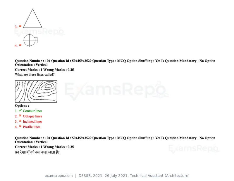 DSSSB 2021 question paper, 26 July 2021, Technical Assistant (Architecture), page 91 of 162