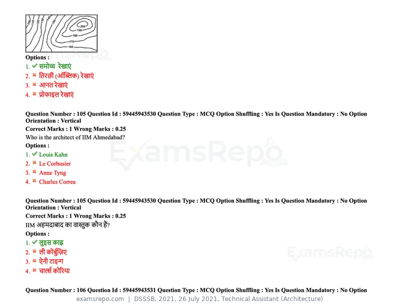 DSSSB 2021 question paper, 26 July 2021, Technical Assistant (Architecture), page 92 of 162
