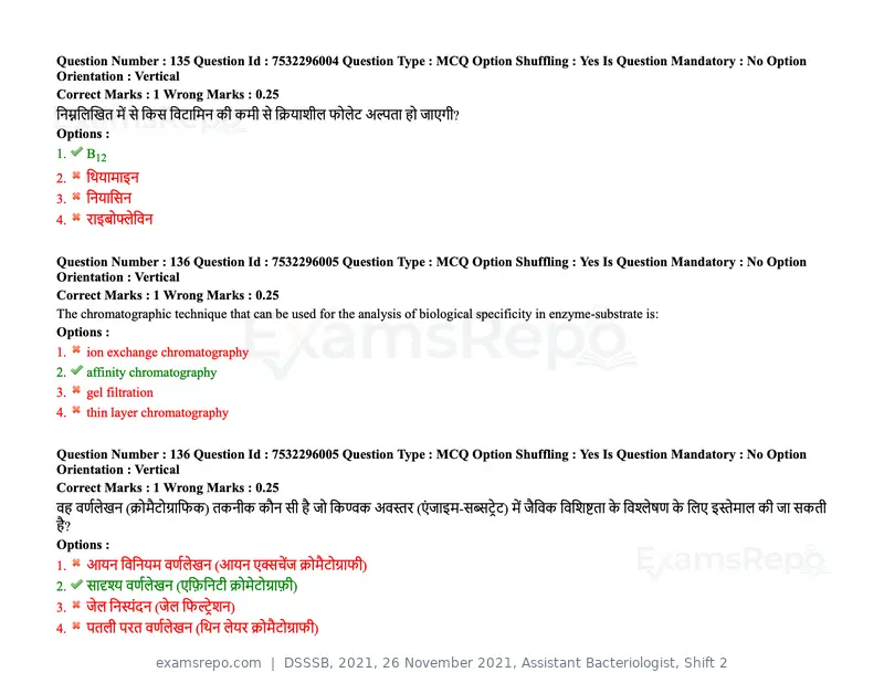 DSSSB 2021 question paper, 26 November 2021, Assistant Bacteriologist, Shift 2, page 118 of 164