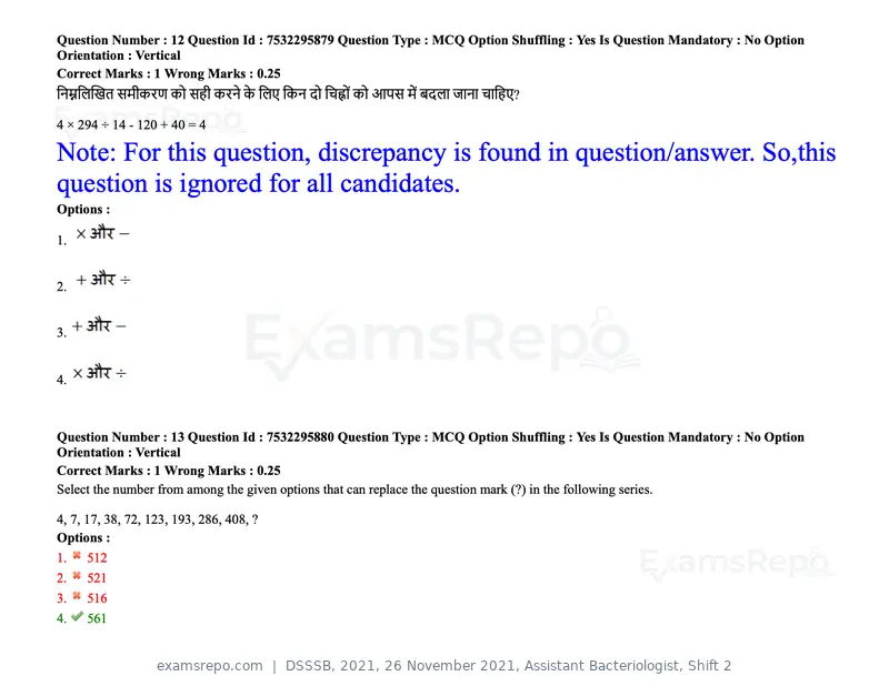 DSSSB 2021 question paper, 26 November 2021, Assistant Bacteriologist, Shift 2, page 12 of 164