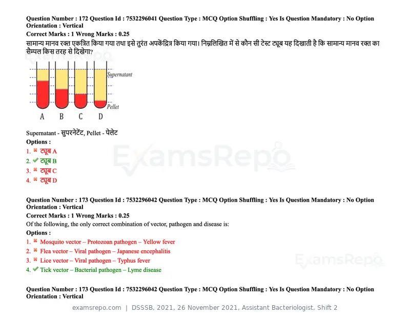 DSSSB 2021 question paper, 26 November 2021, Assistant Bacteriologist, Shift 2, page 145 of 164