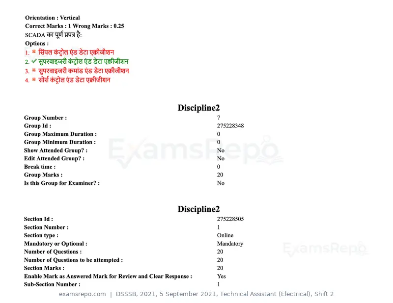 DSSSB 2021 question paper, 5 September 2021, Technical Assistant (Electrical), Shift 2, page 102 of 157