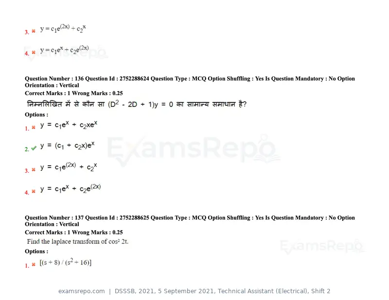 DSSSB 2021 question paper, 5 September 2021, Technical Assistant (Electrical), Shift 2, page 113 of 157