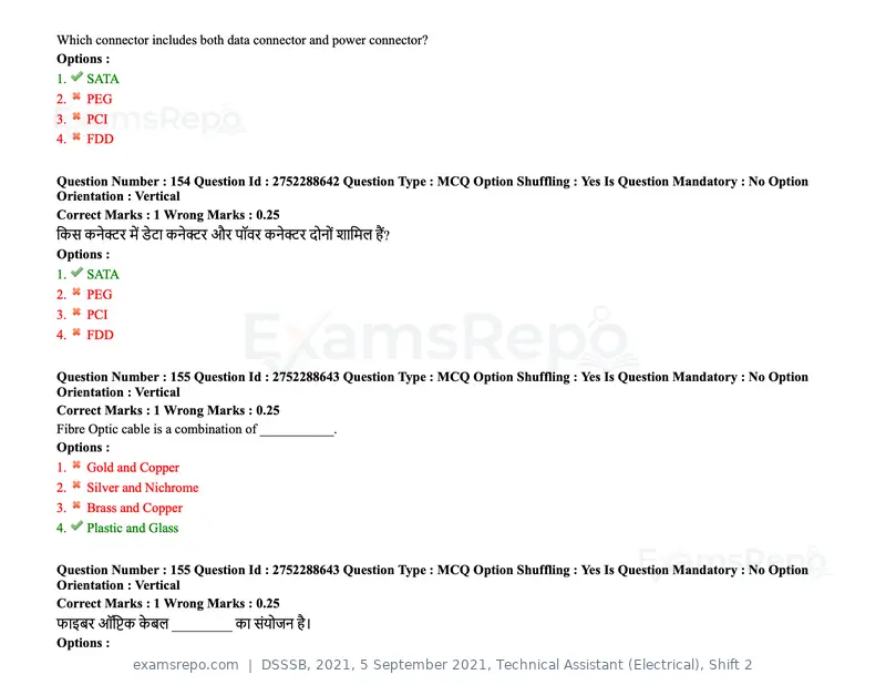 DSSSB 2021 question paper, 5 September 2021, Technical Assistant (Electrical), Shift 2, page 126 of 157