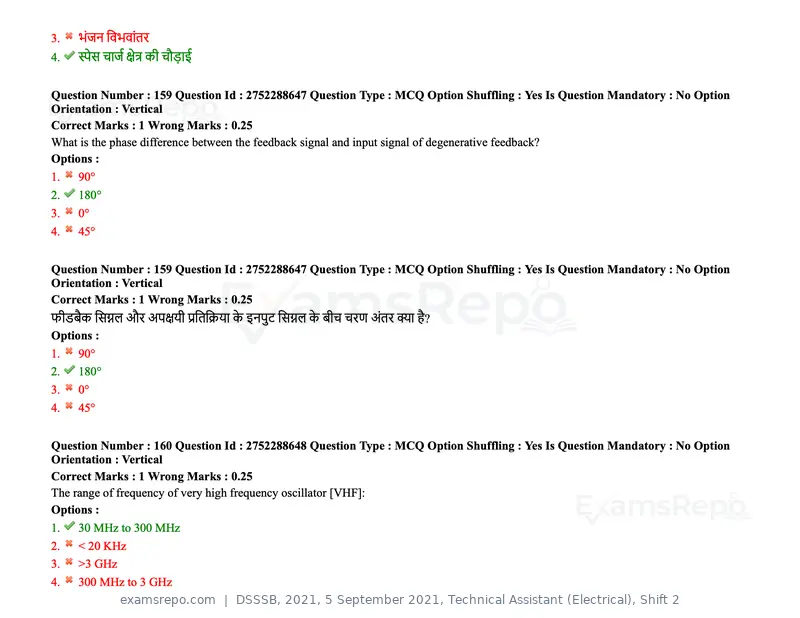 DSSSB 2021 question paper, 5 September 2021, Technical Assistant (Electrical), Shift 2, page 129 of 157