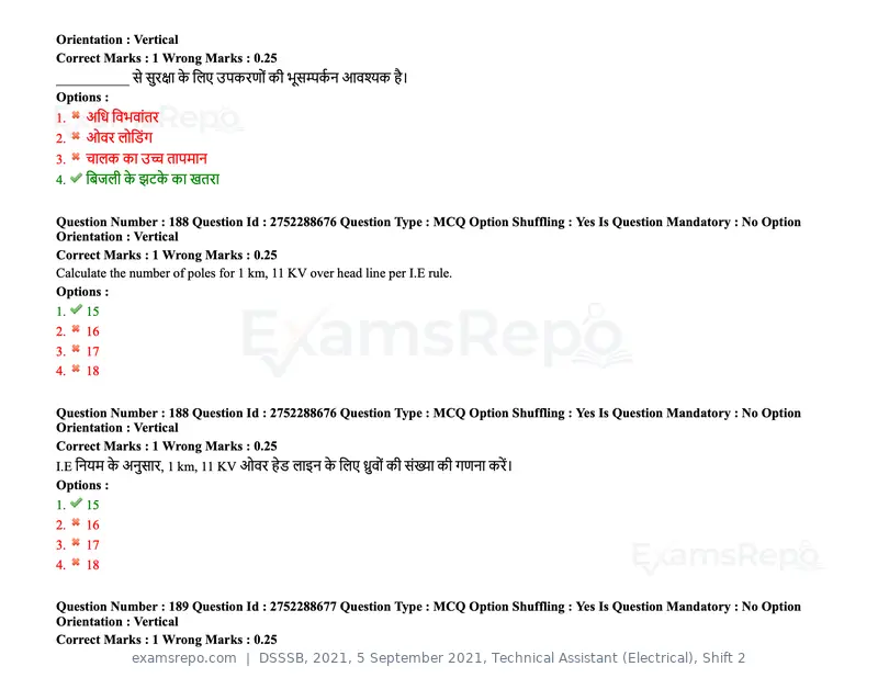DSSSB 2021 question paper, 5 September 2021, Technical Assistant (Electrical), Shift 2, page 149 of 157