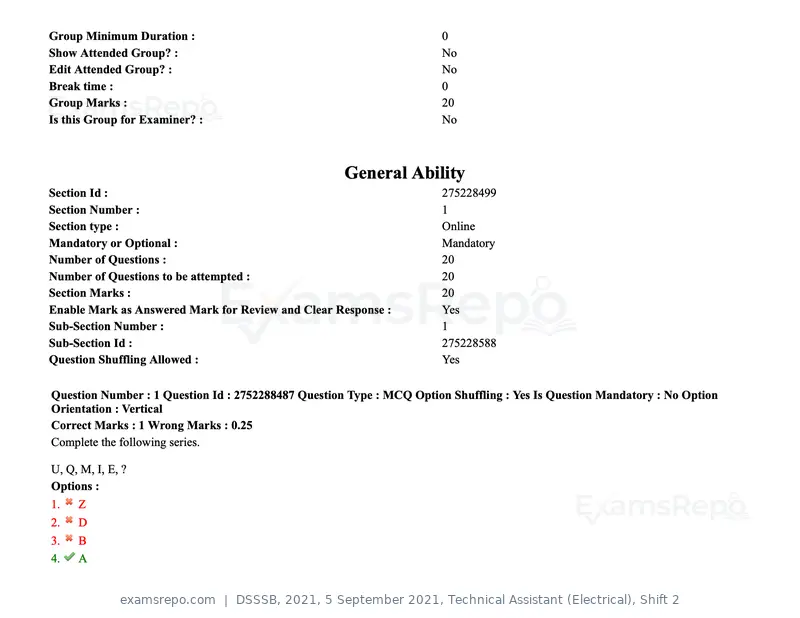 DSSSB 2021 question paper, 5 September 2021, Technical Assistant (Electrical), Shift 2, page 2 of 157