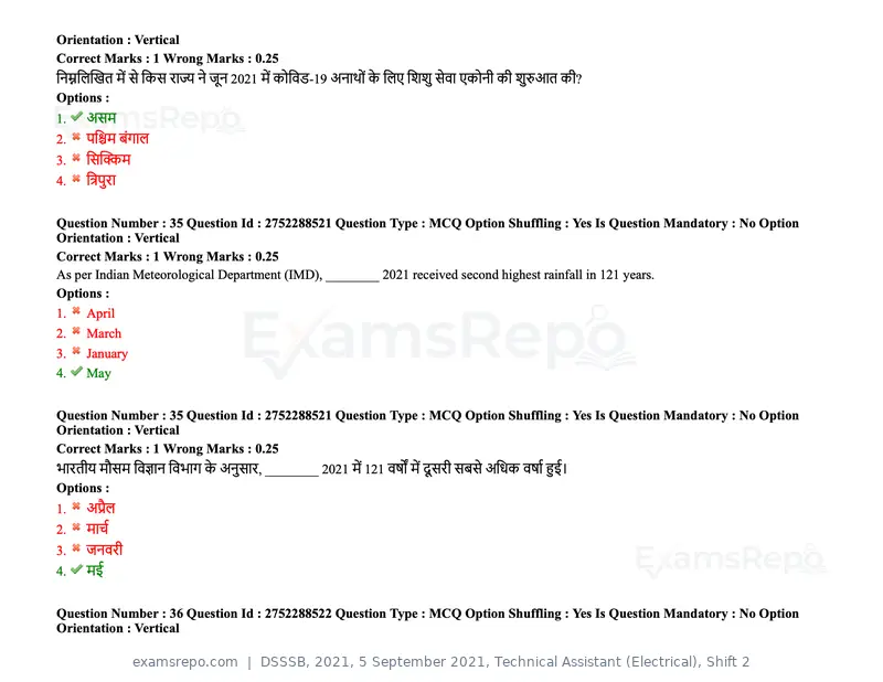 DSSSB 2021 question paper, 5 September 2021, Technical Assistant (Electrical), Shift 2, page 35 of 157