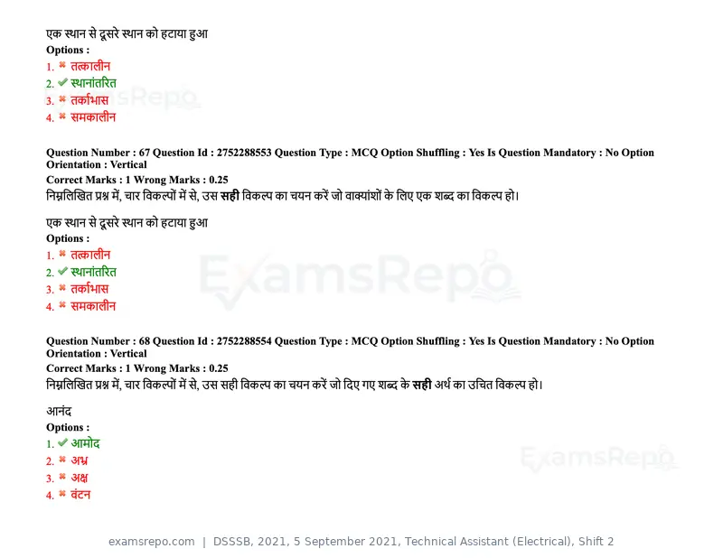 DSSSB 2021 question paper, 5 September 2021, Technical Assistant (Electrical), Shift 2, page 62 of 157