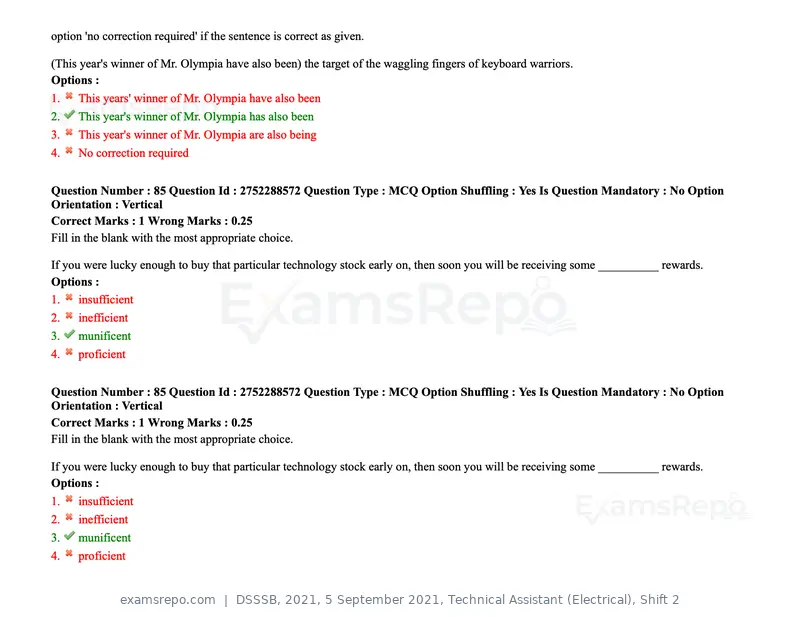 DSSSB 2021 question paper, 5 September 2021, Technical Assistant (Electrical), Shift 2, page 76 of 157