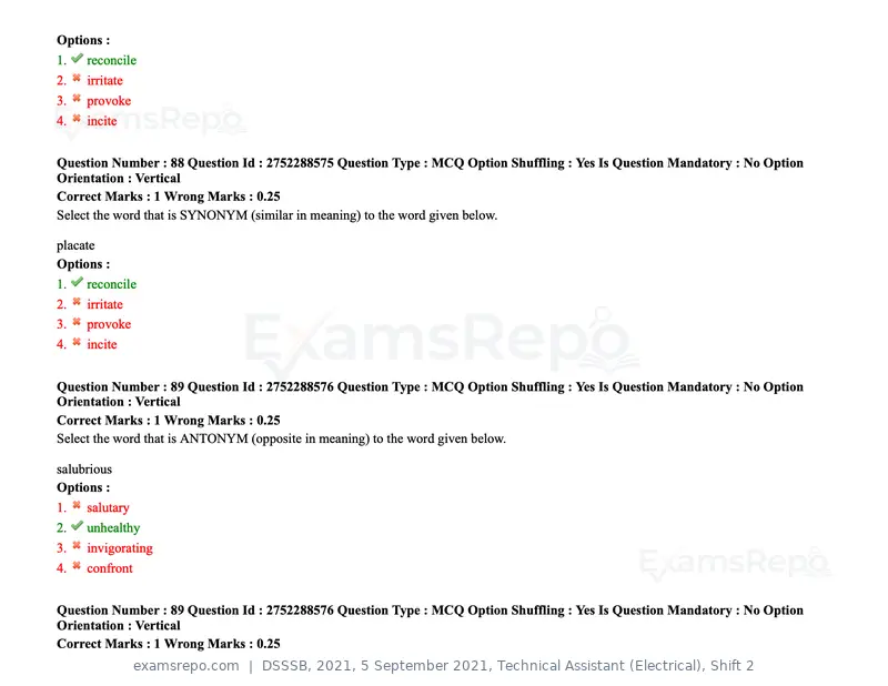DSSSB 2021 question paper, 5 September 2021, Technical Assistant (Electrical), Shift 2, page 79 of 157