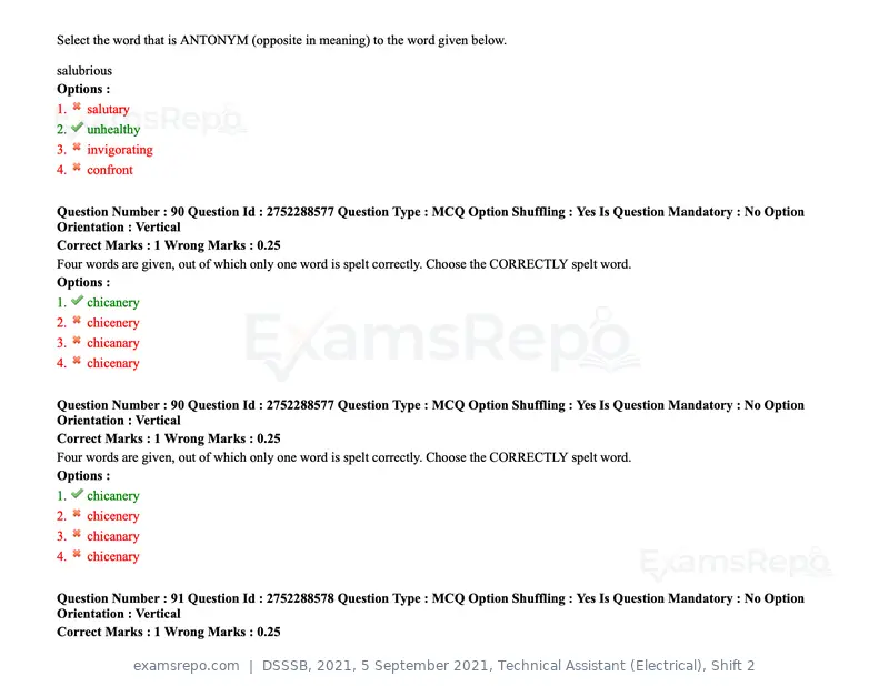 DSSSB 2021 question paper, 5 September 2021, Technical Assistant (Electrical), Shift 2, page 80 of 157