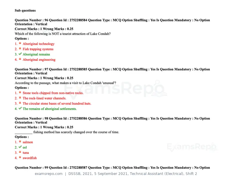 DSSSB 2021 question paper, 5 September 2021, Technical Assistant (Electrical), Shift 2, page 85 of 157