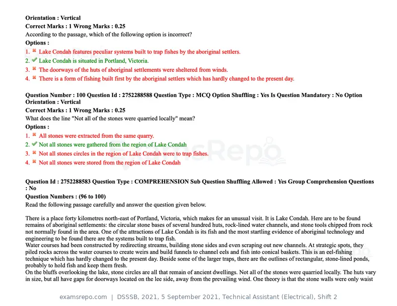 DSSSB 2021 question paper, 5 September 2021, Technical Assistant (Electrical), Shift 2, page 86 of 157