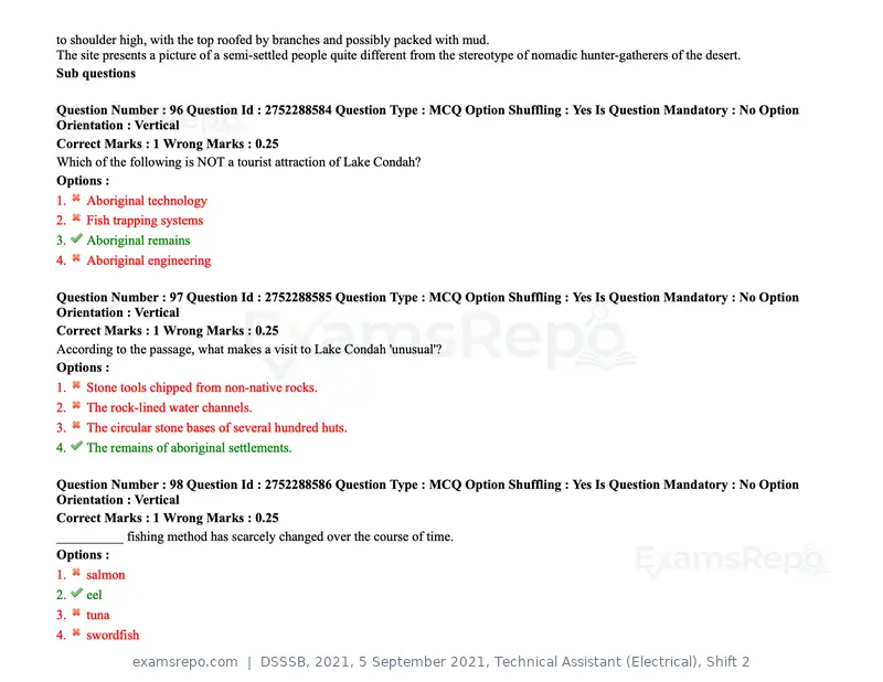 DSSSB 2021 question paper, 5 September 2021, Technical Assistant (Electrical), Shift 2, page 87 of 157