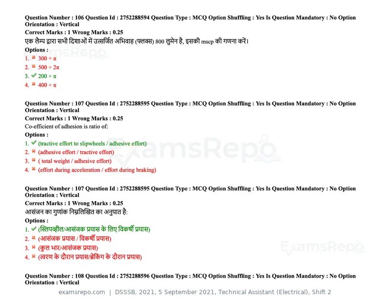 DSSSB 2021 question paper, 5 September 2021, Technical Assistant (Electrical), Shift 2, page 93 of 157