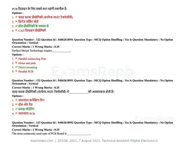 DSSSB 2021 question paper, 7 August 2021, Technical Assistant (Digital Electronics), page 103 of 156