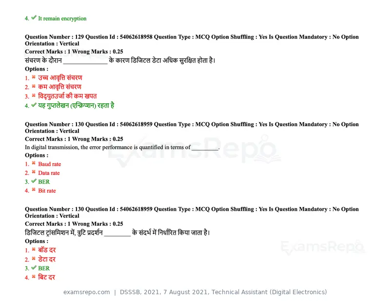 DSSSB 2021 question paper, 7 August 2021, Technical Assistant (Digital Electronics), page 108 of 156
