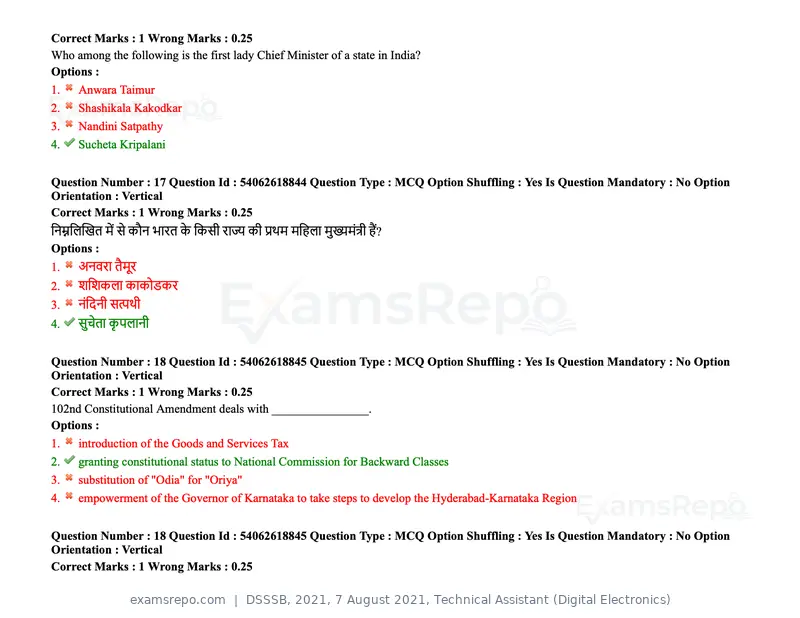 DSSSB 2021 question paper, 7 August 2021, Technical Assistant (Digital Electronics), page 13 of 156