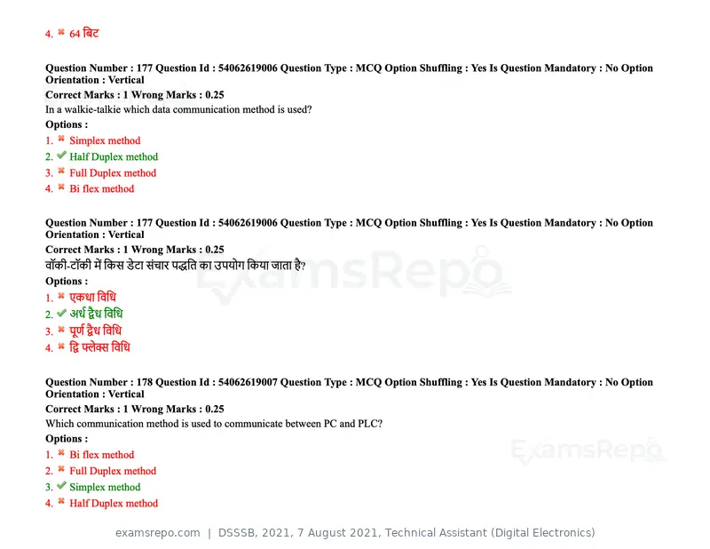 DSSSB 2021 question paper, 7 August 2021, Technical Assistant (Digital Electronics), page 140 of 156