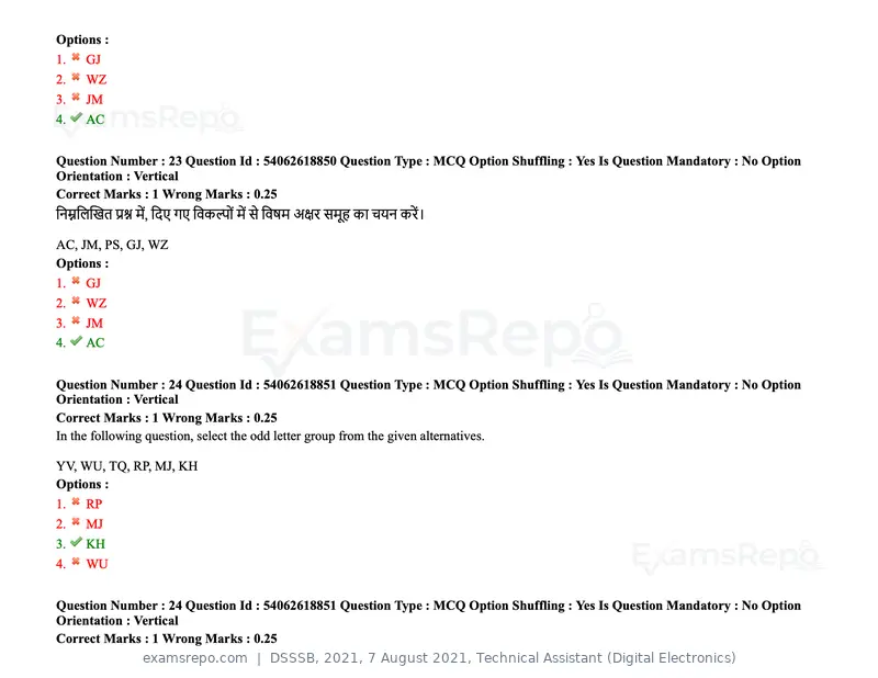 DSSSB 2021 question paper, 7 August 2021, Technical Assistant (Digital Electronics), page 18 of 156