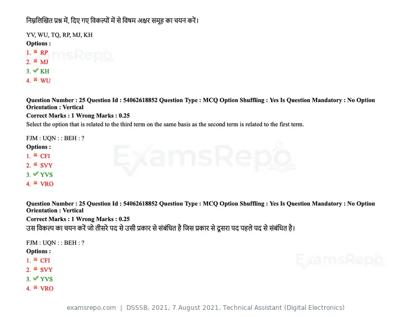 DSSSB 2021 question paper, 7 August 2021, Technical Assistant (Digital Electronics), page 19 of 156