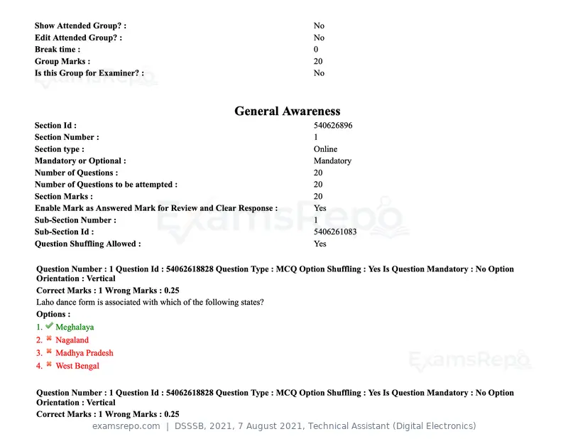 DSSSB 2021 question paper, 7 August 2021, Technical Assistant (Digital Electronics), page 2 of 156