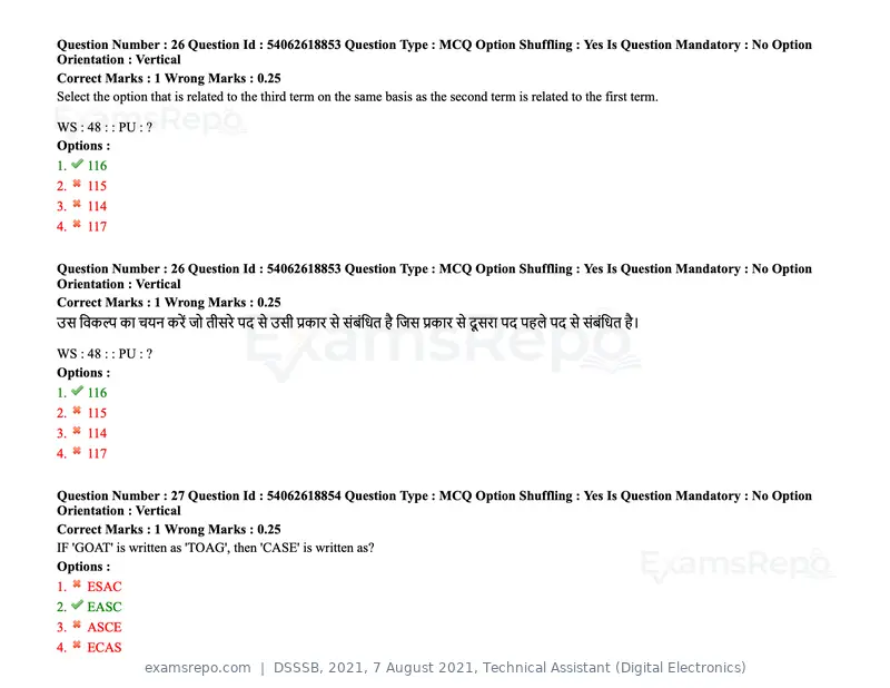 DSSSB 2021 question paper, 7 August 2021, Technical Assistant (Digital Electronics), page 20 of 156