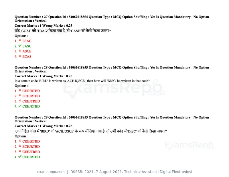 DSSSB 2021 question paper, 7 August 2021, Technical Assistant (Digital Electronics), page 21 of 156