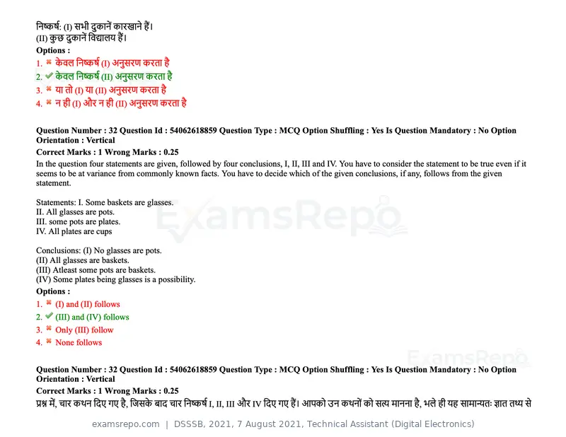DSSSB 2021 question paper, 7 August 2021, Technical Assistant (Digital Electronics), page 24 of 156