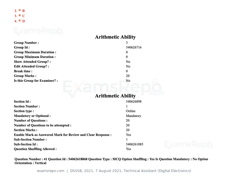 DSSSB 2021 question paper, 7 August 2021, Technical Assistant (Digital Electronics), page 38 of 156
