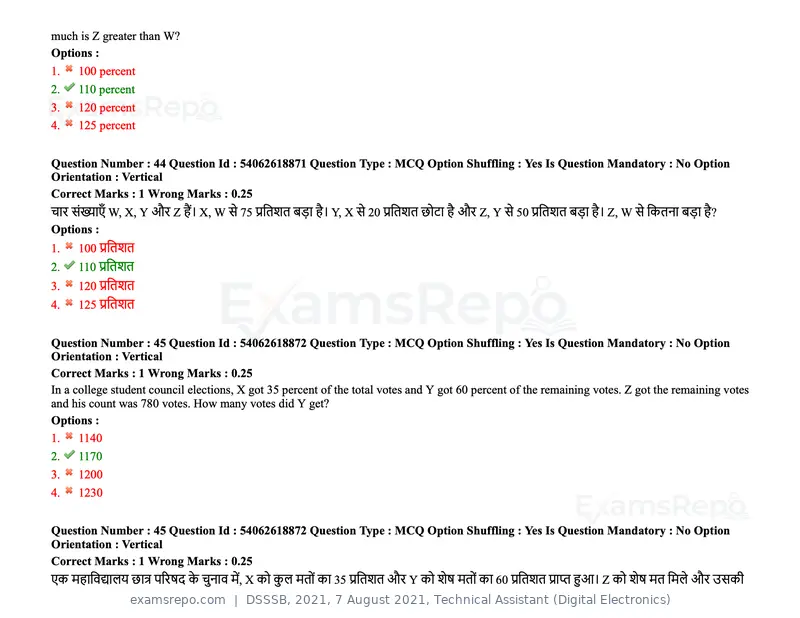 DSSSB 2021 question paper, 7 August 2021, Technical Assistant (Digital Electronics), page 41 of 156